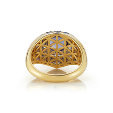 Load image into Gallery viewer, Aphrodite Shield Ring with Blue Tanzanite Cabochon and Blue Aura