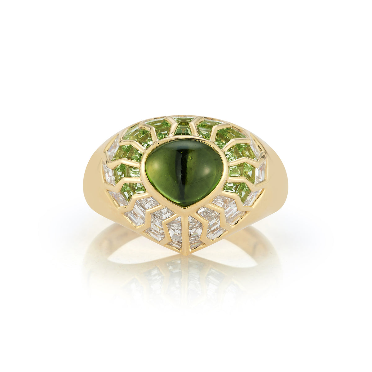 16mm Zigzag Shield Ring with Pear Stone | Customizable Jewelry