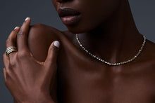 Load image into Gallery viewer, Tennis Necklace in Water shown on a model