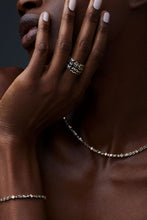 Load image into Gallery viewer, Vibrations Eternity Stacking Ring In Aquamarine on a model hand