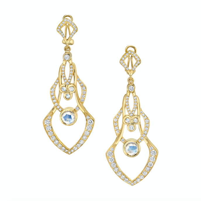 Diamond and Moonstone Illusion Earrings in National Jeweler "Amanda’s Style File: Alexandrite and Moonstone"