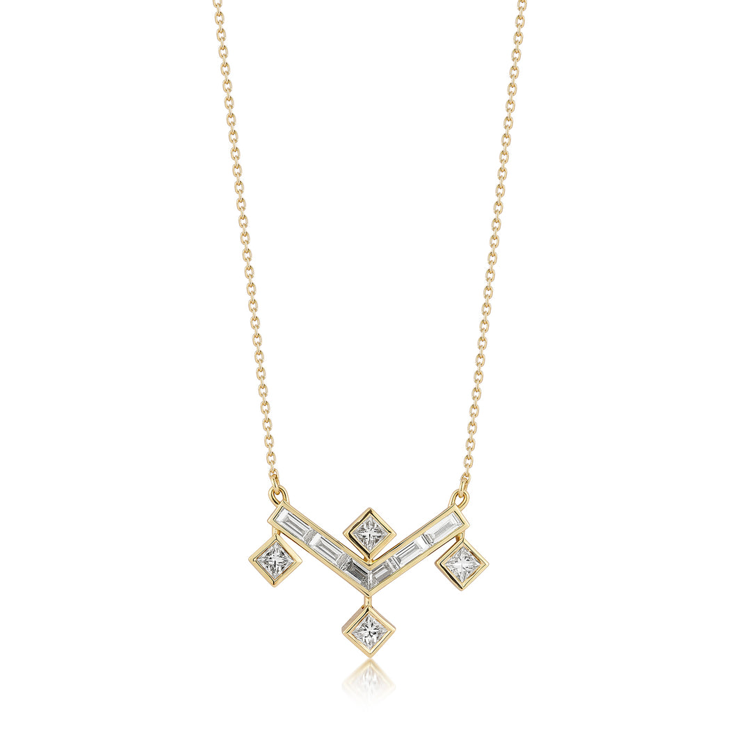 Vibrations Single Drop Fringe Pendant Necklace in Diamond