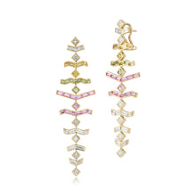 Load image into Gallery viewer, White Diamond Long Vibrations Earrings in Wildflower