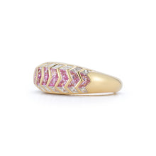 Load image into Gallery viewer, Aurora Pink Sapphire and White Diamond Rose Stacking Ring