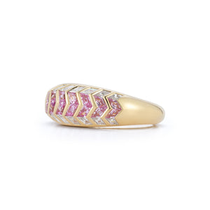 Aurora Pink Sapphire and White Diamond Rose Stacking Ring