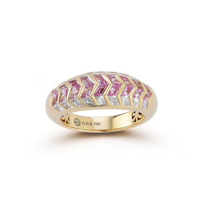 18K Yellow Gold with Pink Sapphires & Diamonds