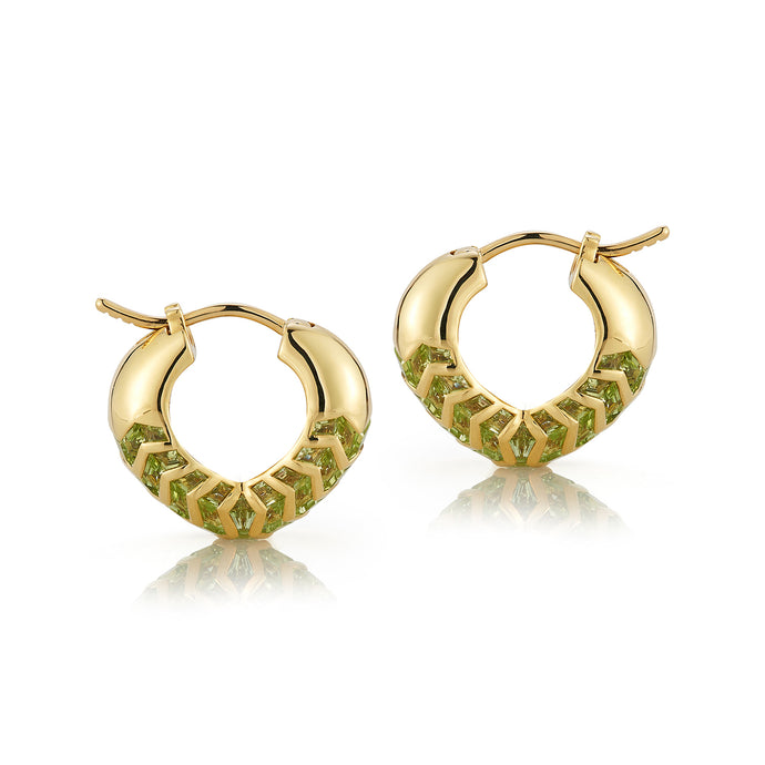  Small Bubble Shield Hoops in Flora | Handcrafted 18K Yellow Gold Earrings