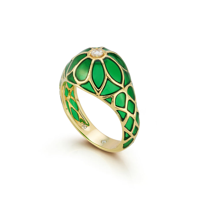 Aura Lalita Ring in Lime-Green with Diamond