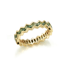 Load image into Gallery viewer, Vibrations Eternity Stacking Ring in Green Sapphire