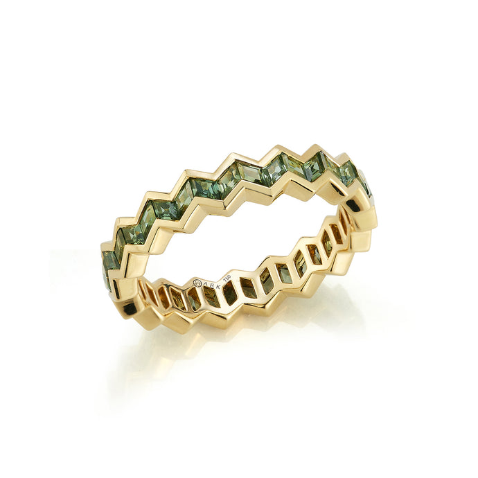 Vibrations Eternity Stacking Ring in Green Sapphire