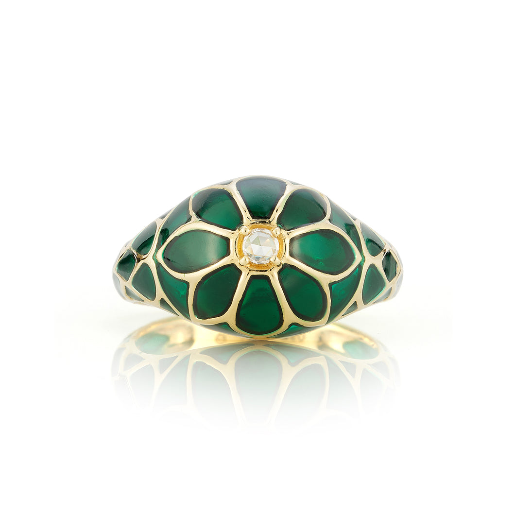 Aura Lalita Baby Ring in Emerald Green with Diamond