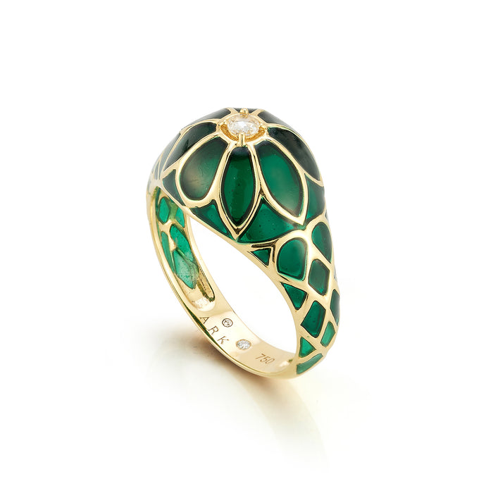 Aura Lalita Baby Ring in Emerald Green with Diamond
