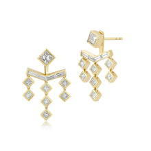 Load image into Gallery viewer, Vibrations Three Drop Fringe Earrings in Diamond