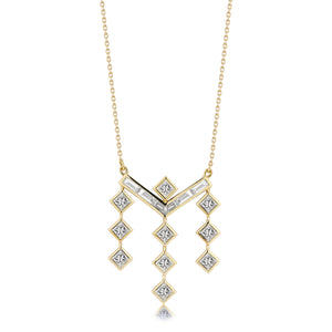 Vibrations Three Drop  Fringe Pendant Necklace in Diamond