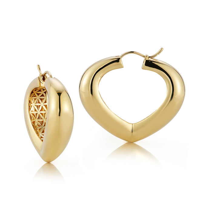Yellow Gold Large Shield Hoops