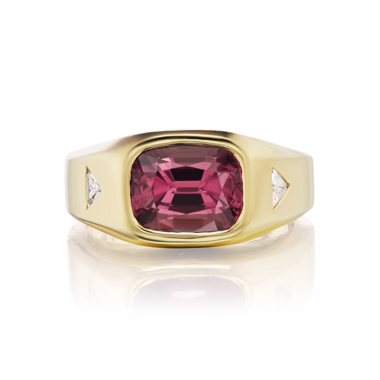Raspberry Pi Rings Unique Creation Series Ring - 18K Yellow Gold Red/Orange Spinel ...